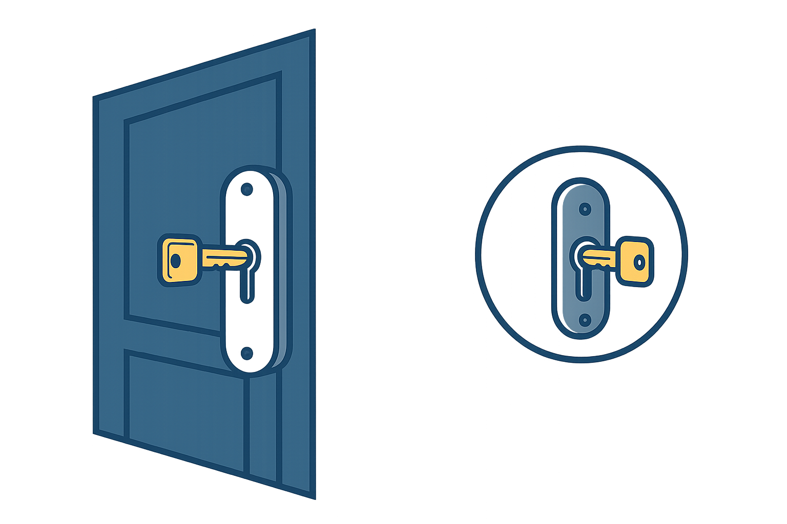 Illustration serrure et porte – Sam Serrurerie